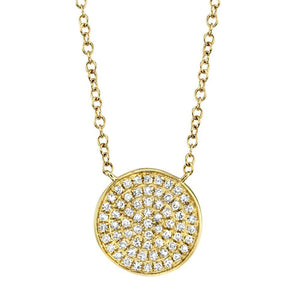 14K Yellow Gold Pavé Diamond Circle Pendant