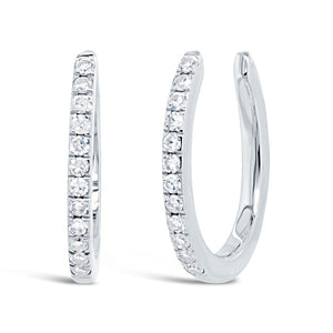 14K White Gold Diamond Hoop Earrings