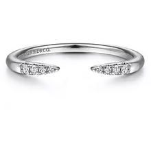 Load image into Gallery viewer, Gabriel 14K White Gold Open Diamond Tipped Stackable Ring
