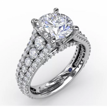 Load image into Gallery viewer, Fana 14K White Gold Triple Row Wide Diamond Engagement Ring
