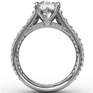 Fana 14K White Gold Triple Row Wide Diamond Engagement Ring