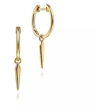 Load image into Gallery viewer, Gabriel 14K Yellow Gold Spike Drop Huggie Earrings
