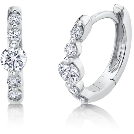 14K White Gold Diamond Accent Huggies