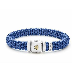 Lagos Sterling Silver Blue Ultramarine Caviar 9mm Ceramic Bracelet