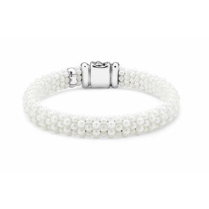 Lagos Sterling Silver White Caviar 9mm Ceramic Bracelet