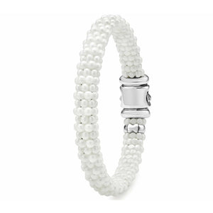 Lagos Sterling Silver White Caviar 9mm Ceramic Bracelet