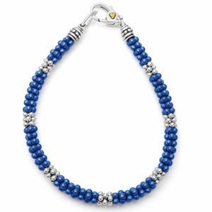 Lagos Ultramarine Caviar Silver Station Bracelet