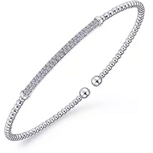 Load image into Gallery viewer, Gabriel 14K White Gold Bujukan Beaded Diamond Bar Bracelet
