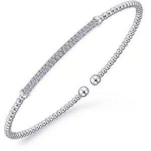 Gabriel 14K White Gold Bujukan Beaded Diamond Bar Bracelet