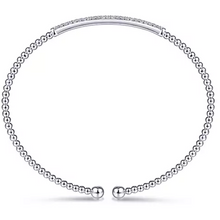 Load image into Gallery viewer, Gabriel 14K White Gold Bujukan Beaded Diamond Bar Bracelet
