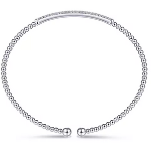 Gabriel 14K White Gold Bujukan Beaded Diamond Bar Bracelet