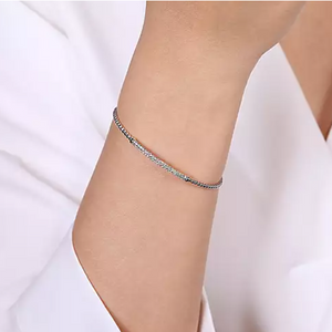 Gabriel 14K White Gold Bujukan Beaded Diamond Bar Bracelet