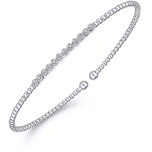 Load image into Gallery viewer, Gabriel 14K White Gold Bujukan Beaded Bezel Diamond Station Bracelet
