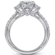 Load image into Gallery viewer, Gabriel 14K White Gold &quot;Aloise&quot; Three Stone Diamond Engagement Ring
