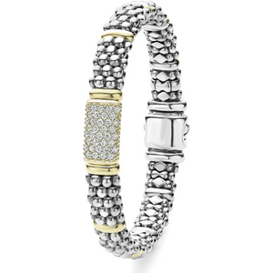 Lagos 18k Gold and Sterling Silver Diamond Station Bracelet