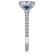 Load image into Gallery viewer, Gabriel 14K White Gold &quot;Chantal&quot; Sapphire Three Stone Engagement Ring
