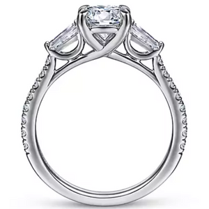 Gabriel 14K White Gold "Tierra" Three Stone Engagement Ring