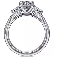 Load image into Gallery viewer, Gabriel 14K White Gold Baguette Three Stone Engagement Ring
