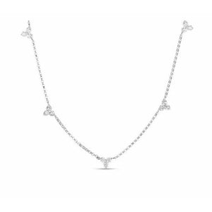 Roberto Coin 18K White Gold Flower 5 Station Diamond Necklace