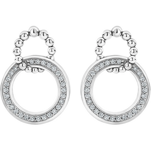 Lagos Sterling Silver Caviar Spark Double Circle Diamond Stud Earrings