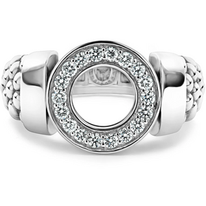 Lagos Sterling Silver Caviar Spark Diamond Circle Wide Ring