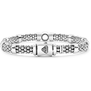 Lagos Sterling Silver Small Spark Caviar Diamond Circle 6mm Bracelet