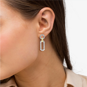 Lagos 18K & Sterling Silver Caviar Link Earrings