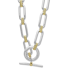 Load image into Gallery viewer, Lagos Sterling 18K &amp; Sterling Silver 18&quot; Fluted Link Toggle Necklace
