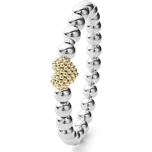 Lagos 18k Gold and Sterling Silver Signature Caviar Heart Beaded Bracelet