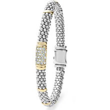 Load image into Gallery viewer, Lagos Sterling Silver &amp; 18K Yellow Gold Signature Caviar Diamond 6mm Bracelet
