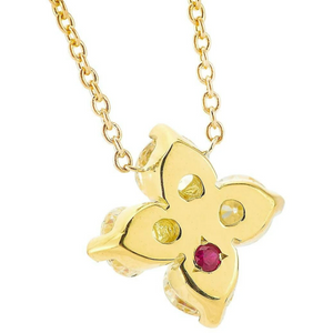 Roberto Coin 18K Yellow Gold Small Love in Verona Flower Necklace