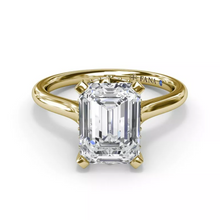 Load image into Gallery viewer, Fana 14K Yellow Gold Scalloped Hidden Halo Diamond Engagement Ring
