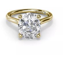 Load image into Gallery viewer, Fana 14K Yellow Gold Oval Scalloped Hidden Halo Diamond Engagement Ring
