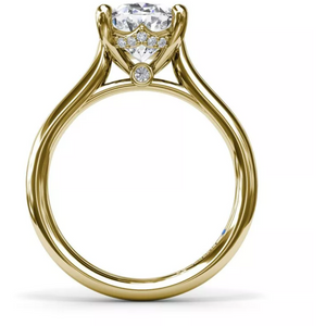 Fana 14K Yellow Gold Oval Scalloped Hidden Halo Diamond Engagement Ring