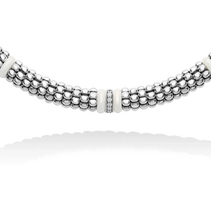 Lagos Sterling Silver White Caviar Ceramic Necklace