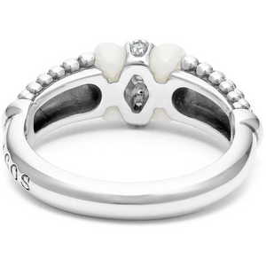 Lagos Sterling Silver White Caviar 1 Diamond Station Ring