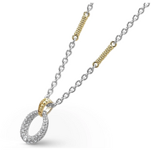 Load image into Gallery viewer, Lagos 18K and Sterling Silver Caviar Lux Oval Drop Station Necklace
