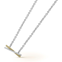 Load image into Gallery viewer, Lagos 18K and Sterling Silver Caviar Lux Diamond X Station Necklace
