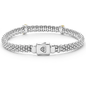 Lagos 18K and Sterling Silver Caviar Lux X-Station Diamond Bracelet