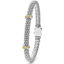 Load image into Gallery viewer, Lagos 18K and Sterling Silver Caviar Lux X-Station Diamond Bracelet
