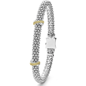 Lagos 18K and Sterling Silver Caviar Lux X-Station Diamond Bracelet