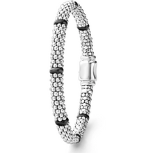 Load image into Gallery viewer, Lagos Sterling Silver Caviar Black Ceramic 7 Station Bracelet
