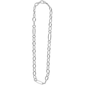 Lagos 20" Sterling Silver Signature Caviar Smooth & Oval Link Necklace