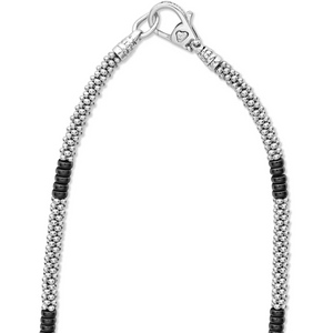 Lagos Sterling Silver 16"  Black Caviar Station Necklace