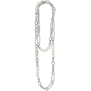 Lagos Sterling Silver 34" Luna Pearl Station Link Necklace