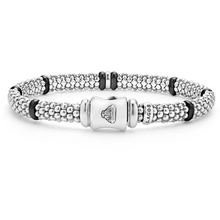 Load image into Gallery viewer, Lagos Sterling Silver &amp; Black Caviar Diamond Station Bracelet
