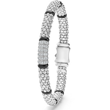 Load image into Gallery viewer, Lagos Sterling Silver &amp; Black Caviar Six Diamond Station Bracelet
