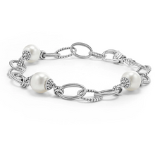 Load image into Gallery viewer, Lagos Sterling Silver Luna Pearl 3 Station Link Bracelet
