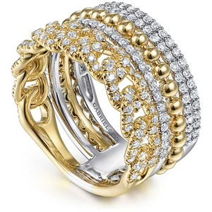 Gabriel 14K White & Yellow Gold Easy Diamond Stackable Ring