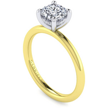 Load image into Gallery viewer, Gabriel &quot; Cari&quot; 14K White-Yellow Gold Solitaire with Hidden Halo Engagement Ring
